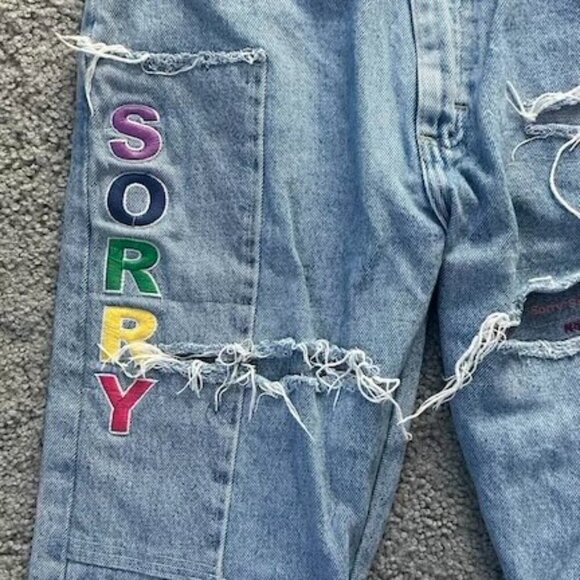 Rare One-of-a-kind pair of Sorry Not For Sale Sample Jeans - Size 30 x 33 OOAK - Picture 4 of 12